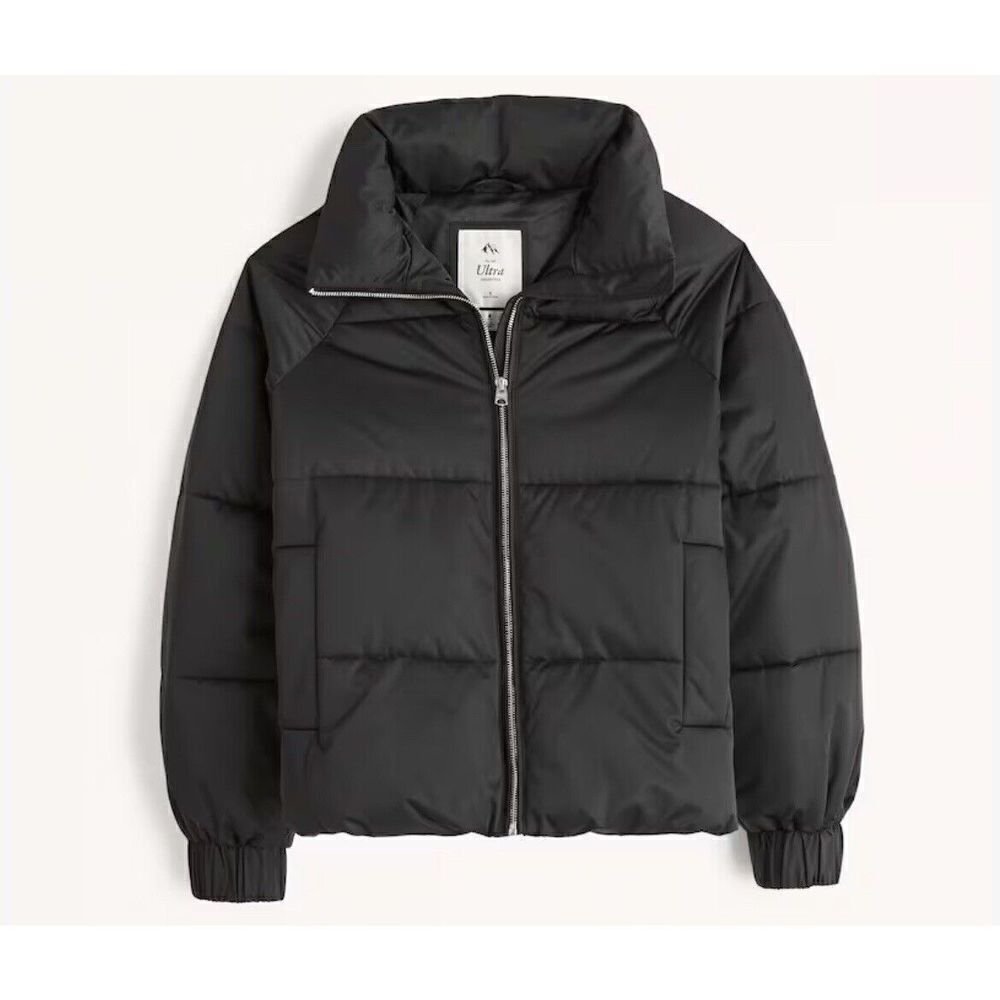 ABERCROMBIE & FITCH Puffer Jacket Women XL Ultra Classic NEW $180 Black